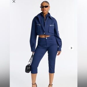 Women's Navy Blue Cropped Pants set